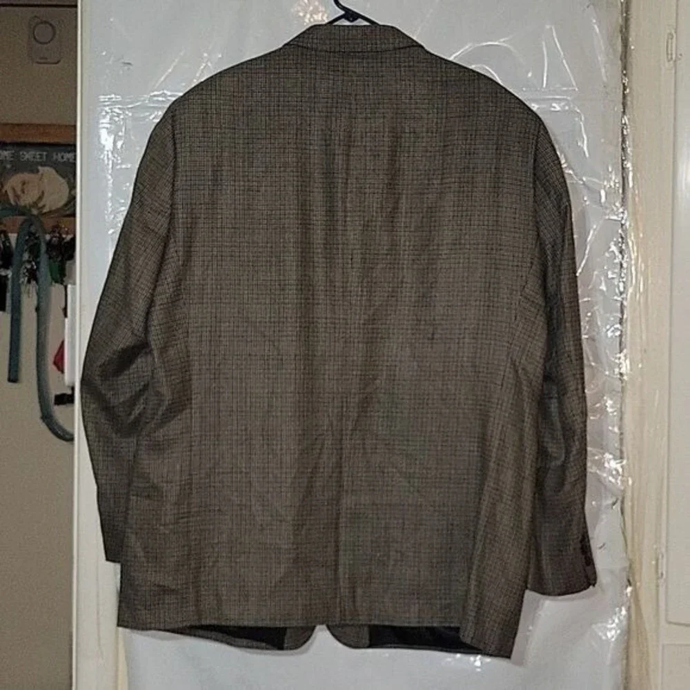 ANDREW FEZZA 52R Brown Glenn‎ Plaid Wool/Silk Blazer Suit Jacket Sport Coat